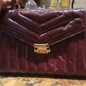 Elegant Burgundy Quilted Handbag